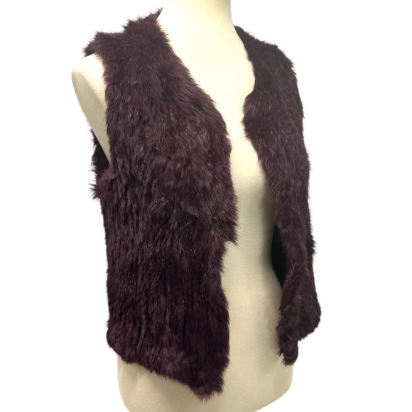 525 America Luxe Rabbit Fur Eggplant Purple Vest Women Medium - Picture 6 of 10
